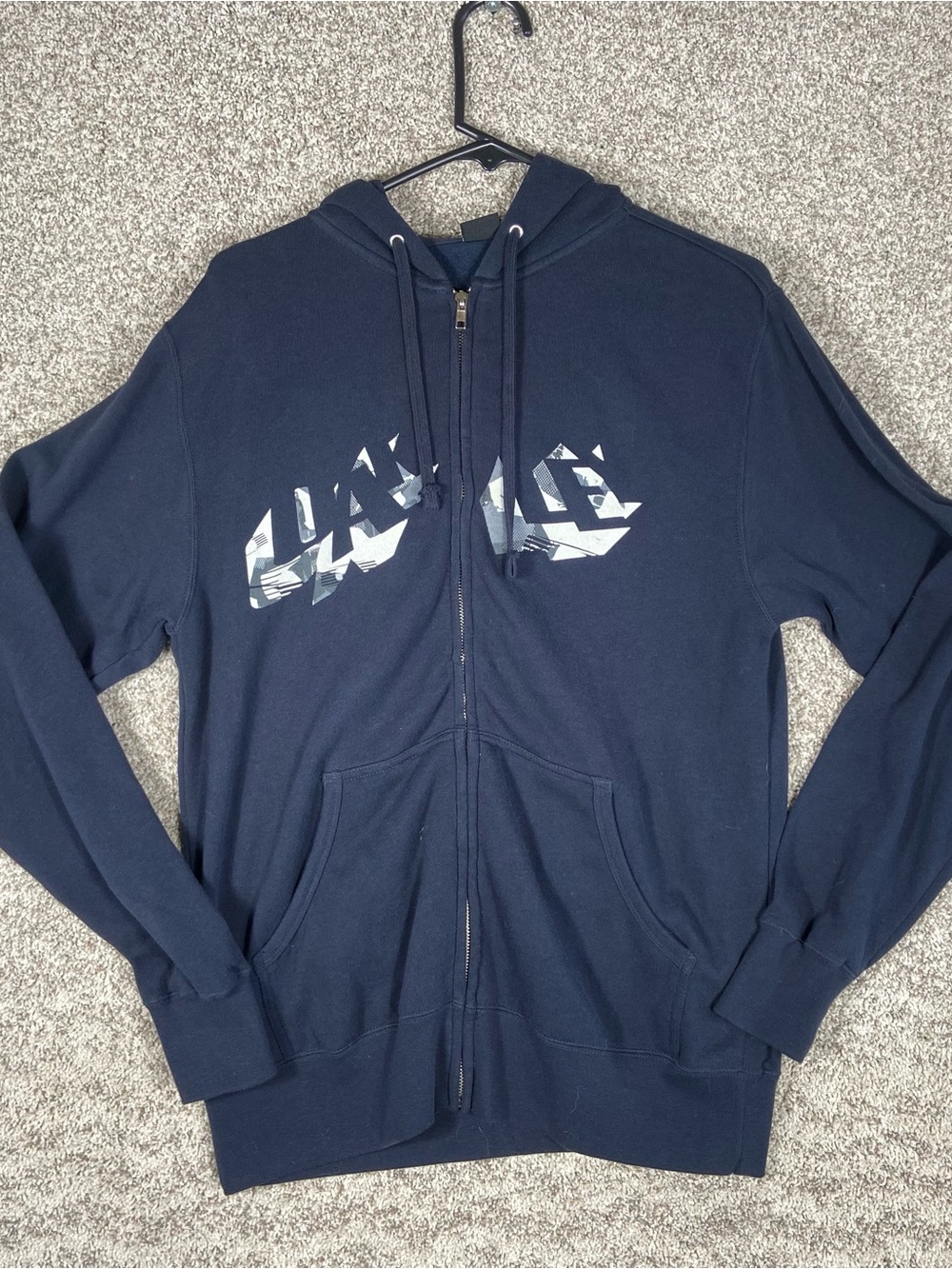 Oakley Mens Full Zip Hoodie Navy Black Camo Logo Graphic Sweatshirt Small